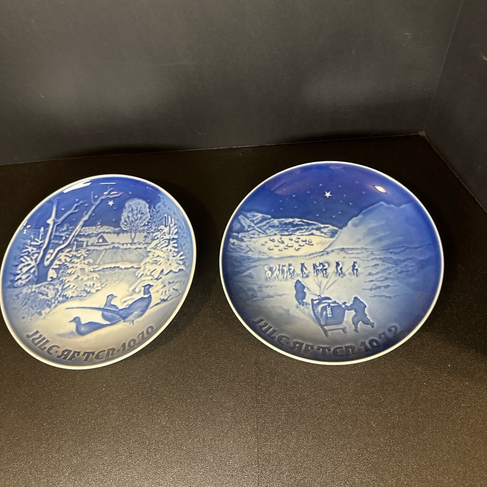 Bing & Grondahl‎ Christmas Plates 1970 & 1972 Denmark Blue Collector Lot